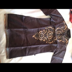 Fancy dark brown kurta